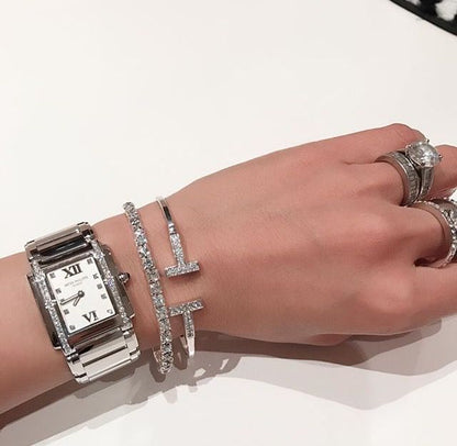 Bracelet T Wire Diamants TF Silver