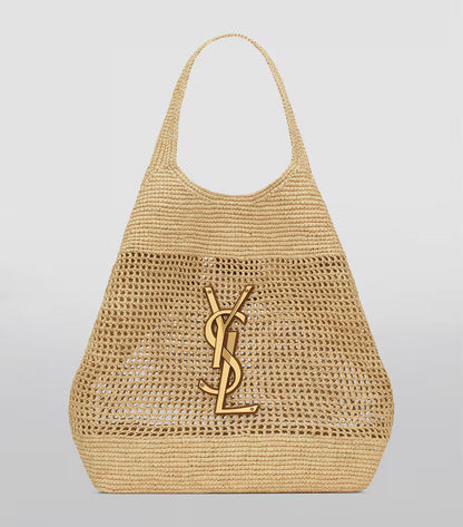 SAINT LAURENT YSL Raffia Icare Tote Bag